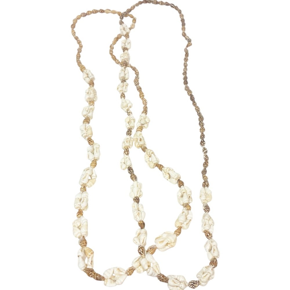 Vintage Seashell Beaded Necklace Jewelry Lot of 2